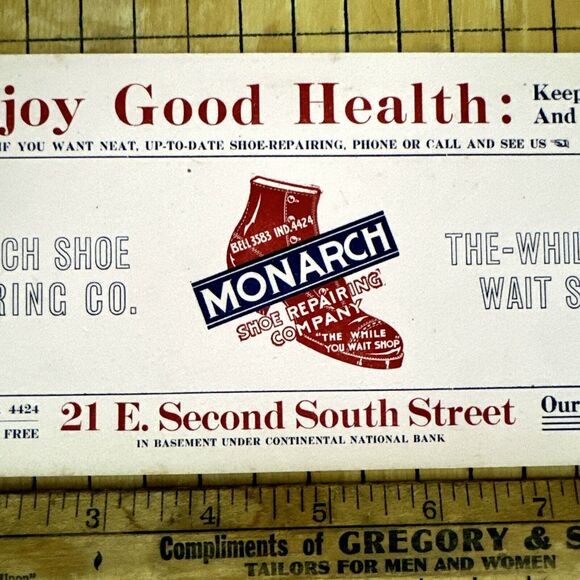 Shoe Store Monarch Indianapolis Old South Side Advertising Ink Blotter Indiana - Picture 3 of 5